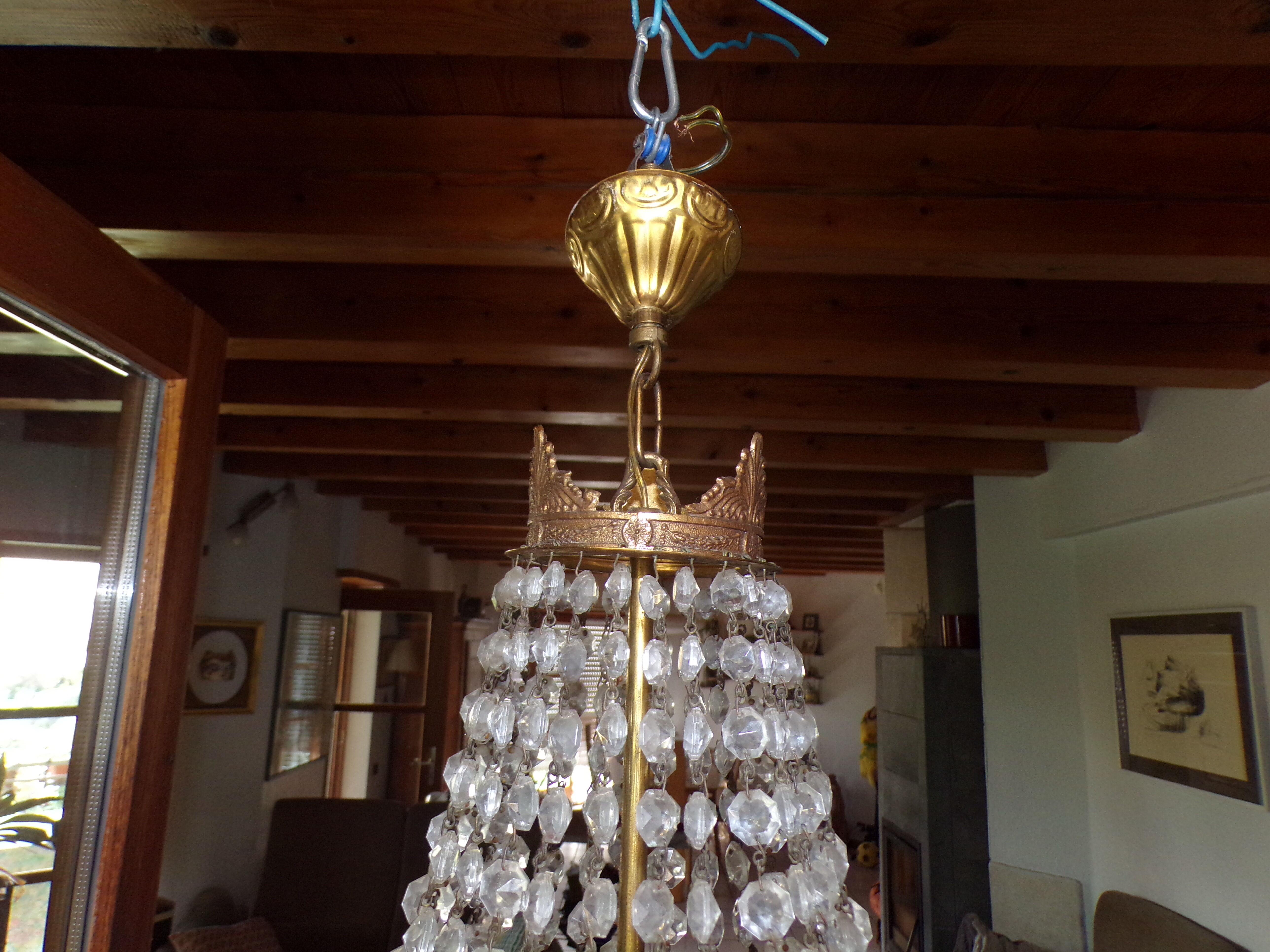 Lustre montgolfière à pampilles