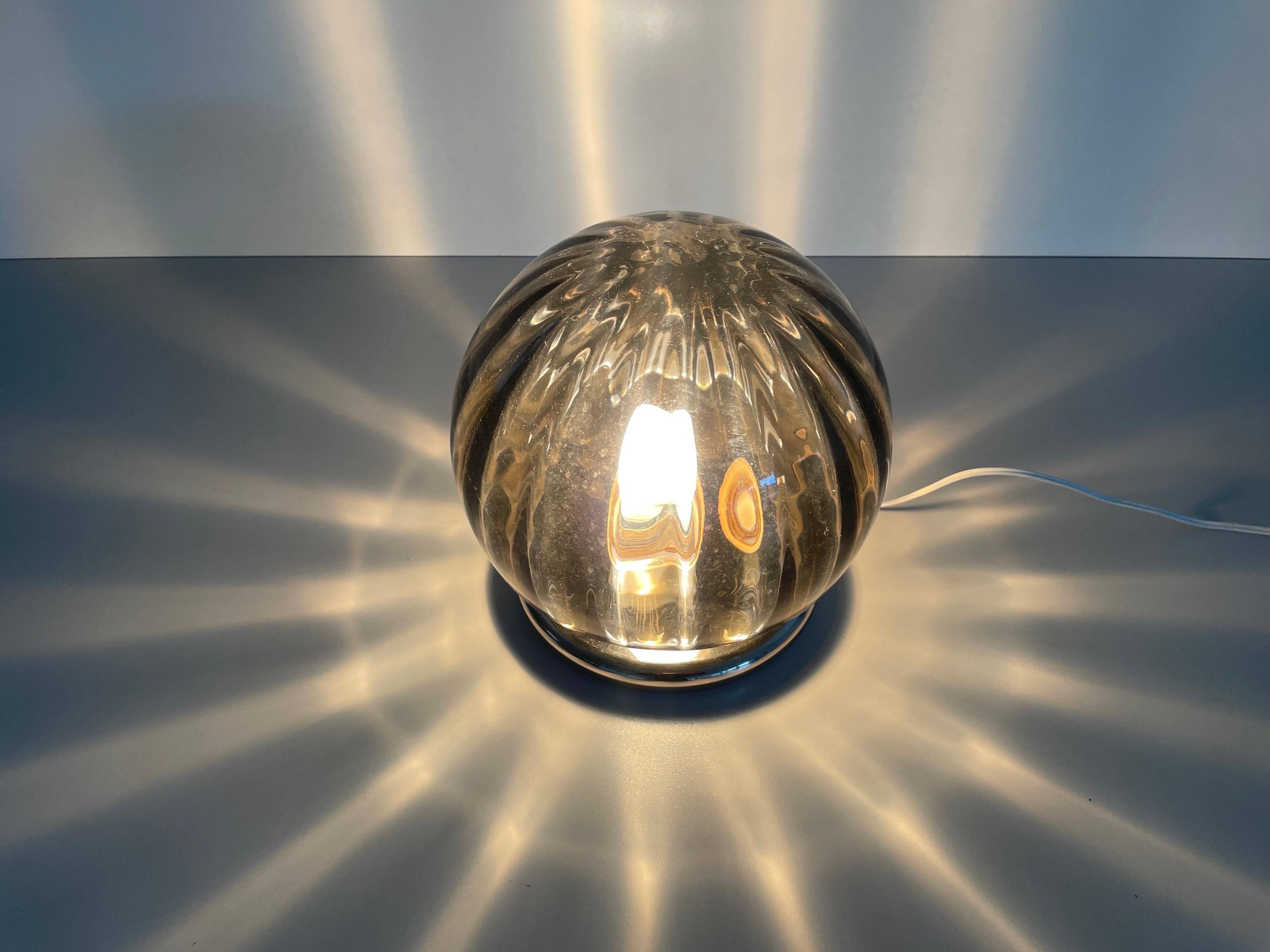 Flush-mounted lamp in chrome and smoked glass by N Leuchten, 1960s, Germany.