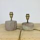 Pair of brutalist lamps in pink stoneware and wool lampshade, 1970