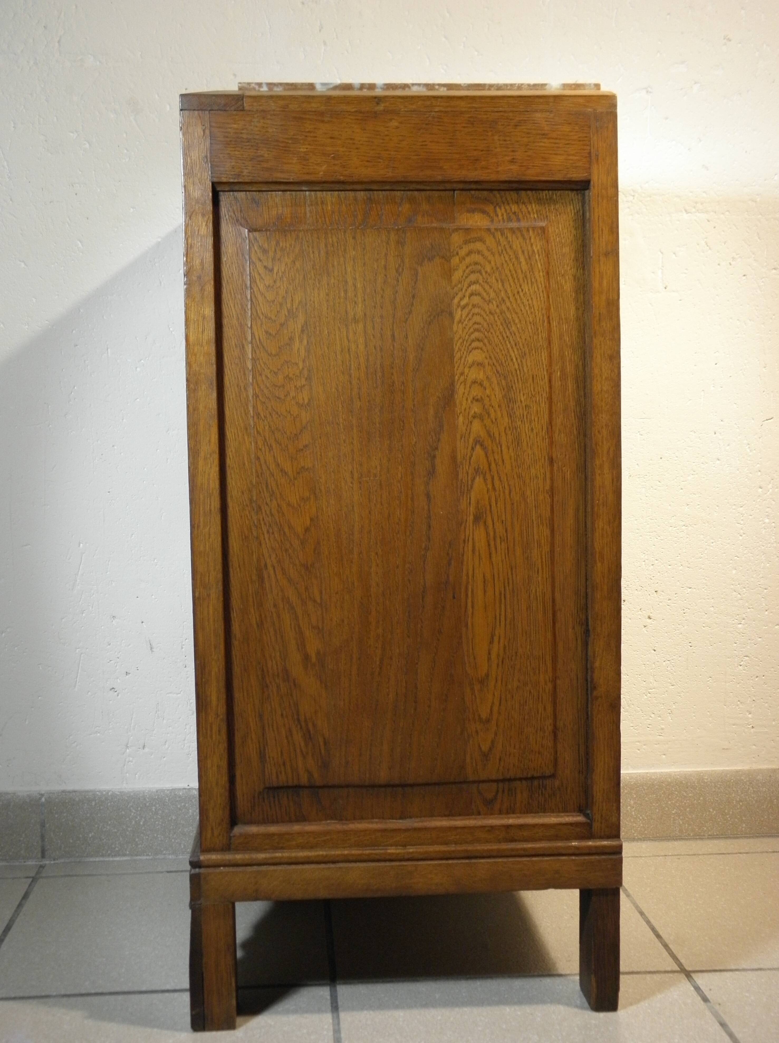 Art Deco oak and marble bedside table