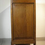 Art Deco oak and marble bedside table