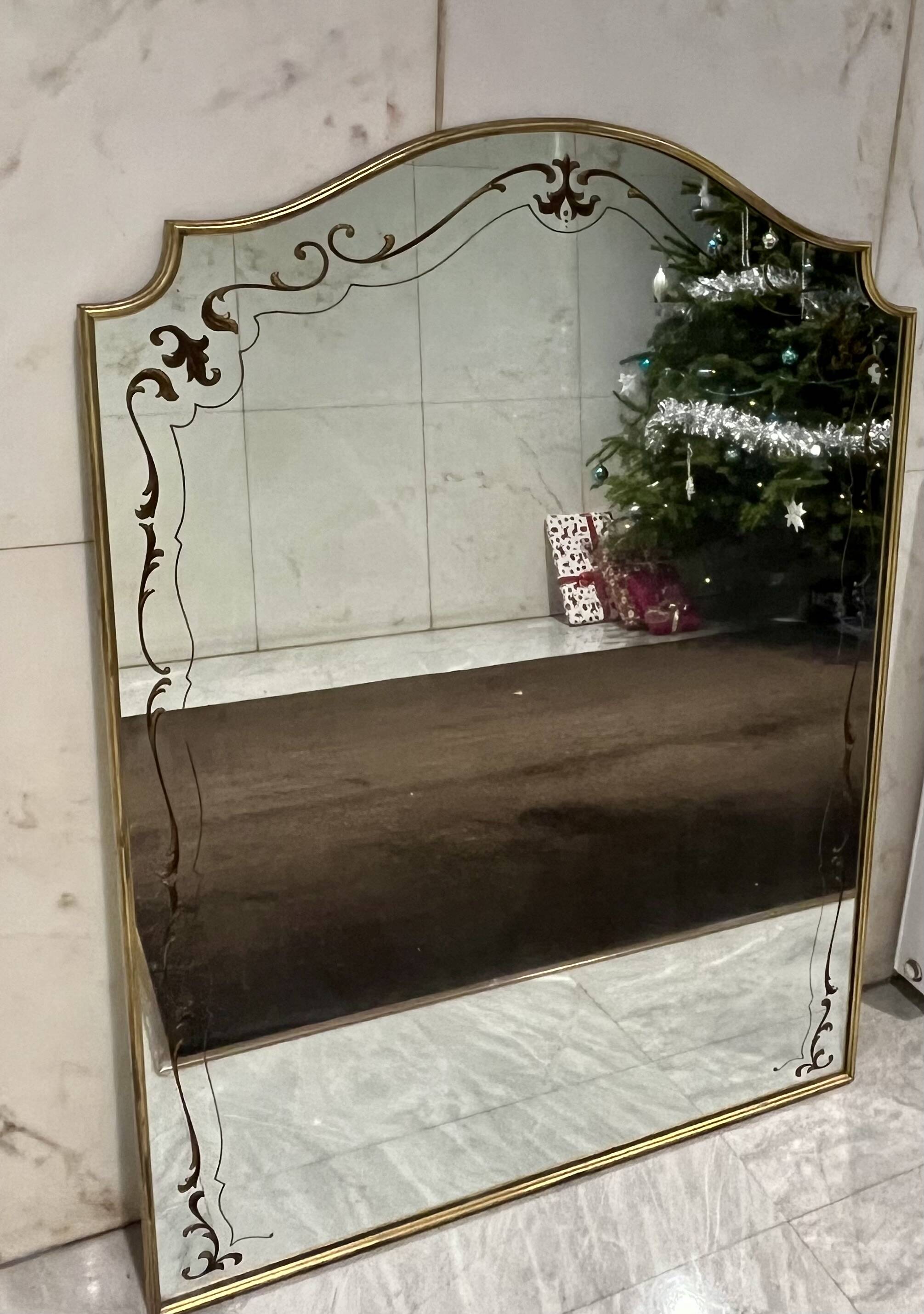 Large antique gold mirror - Empire style - Mercury