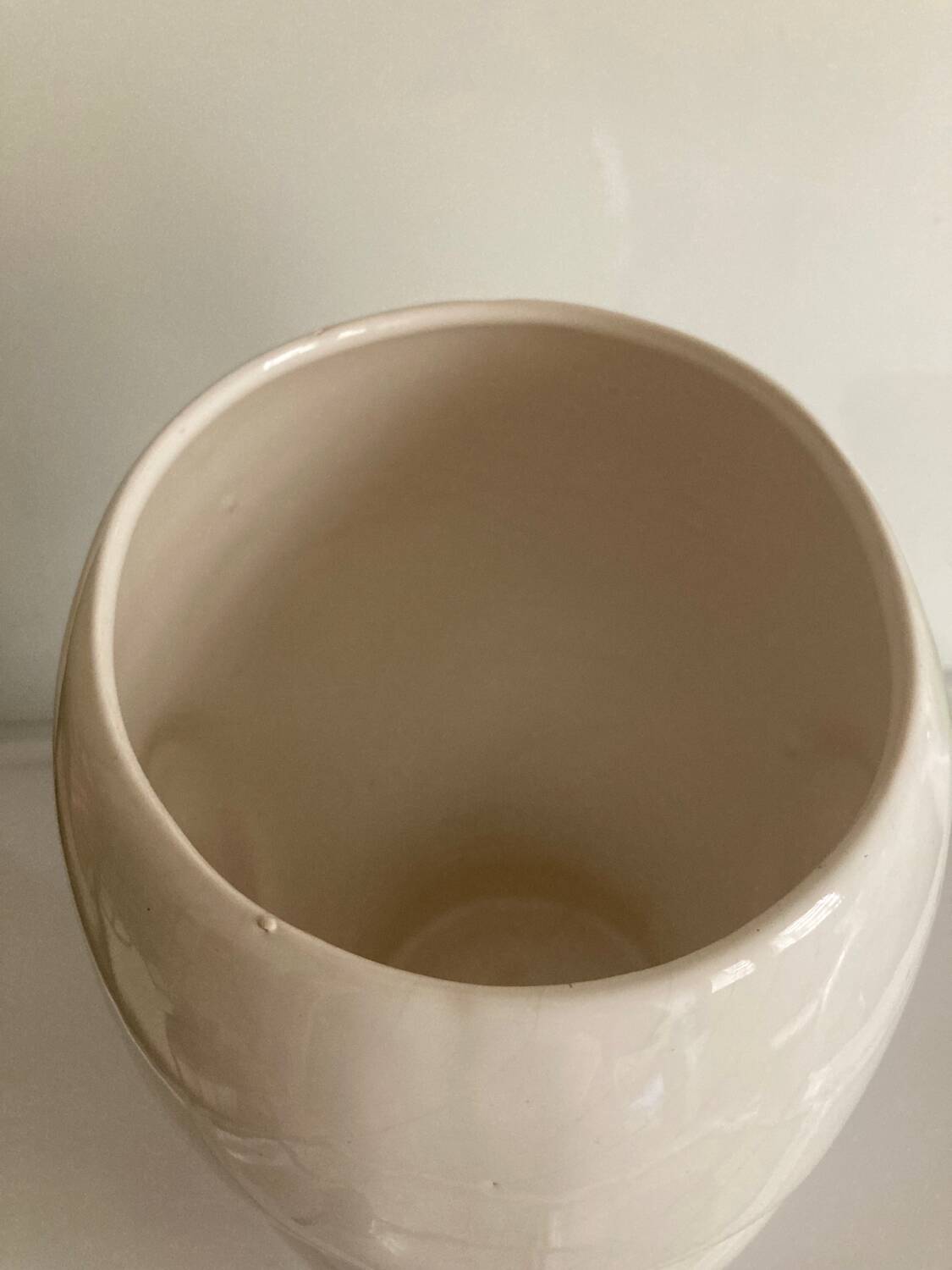 Vintage white ceramic face-shaped vase or planter