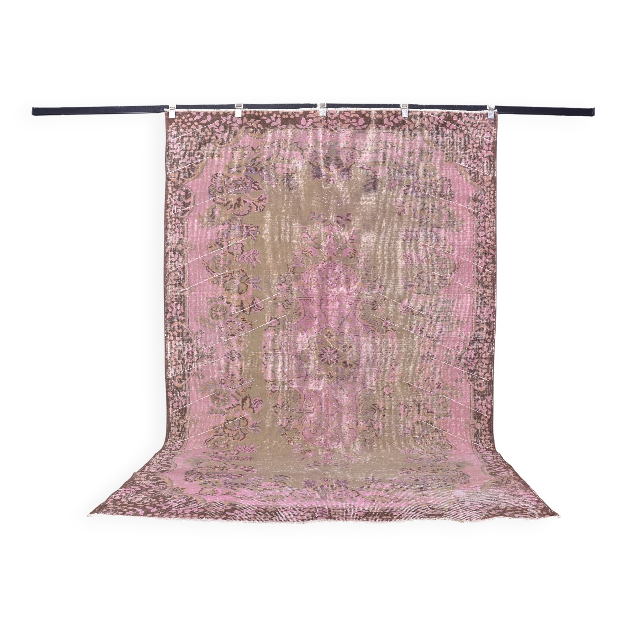 Pink Oushak Turkish Carpet sku 1915
