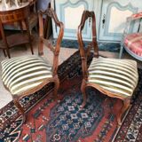 Pair of wooden chairs in Louis XV style Dufin 19th century stamp
