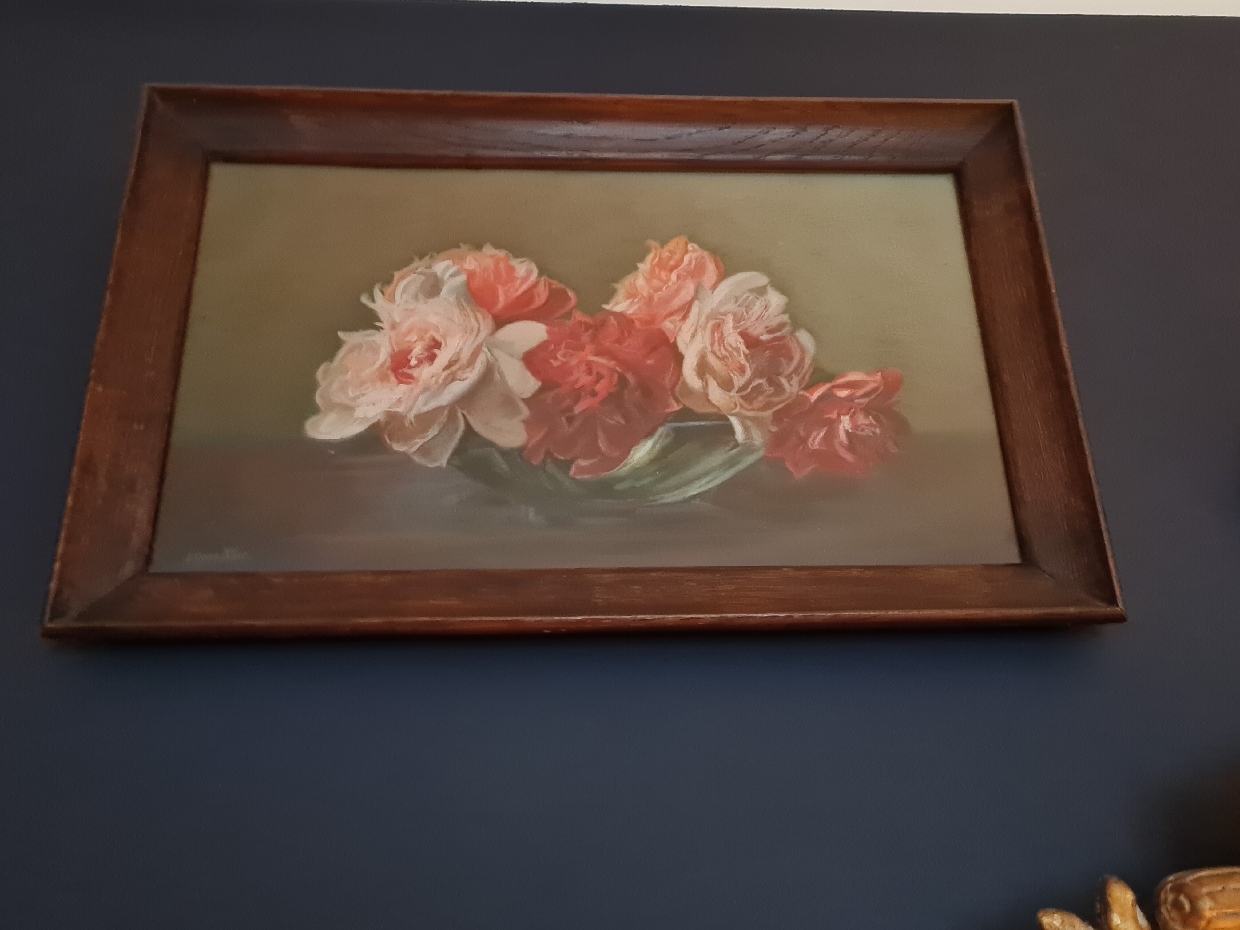 Pastel painting cut of peonies