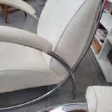 Sofa and armchair with chrome tubular structure modernist style