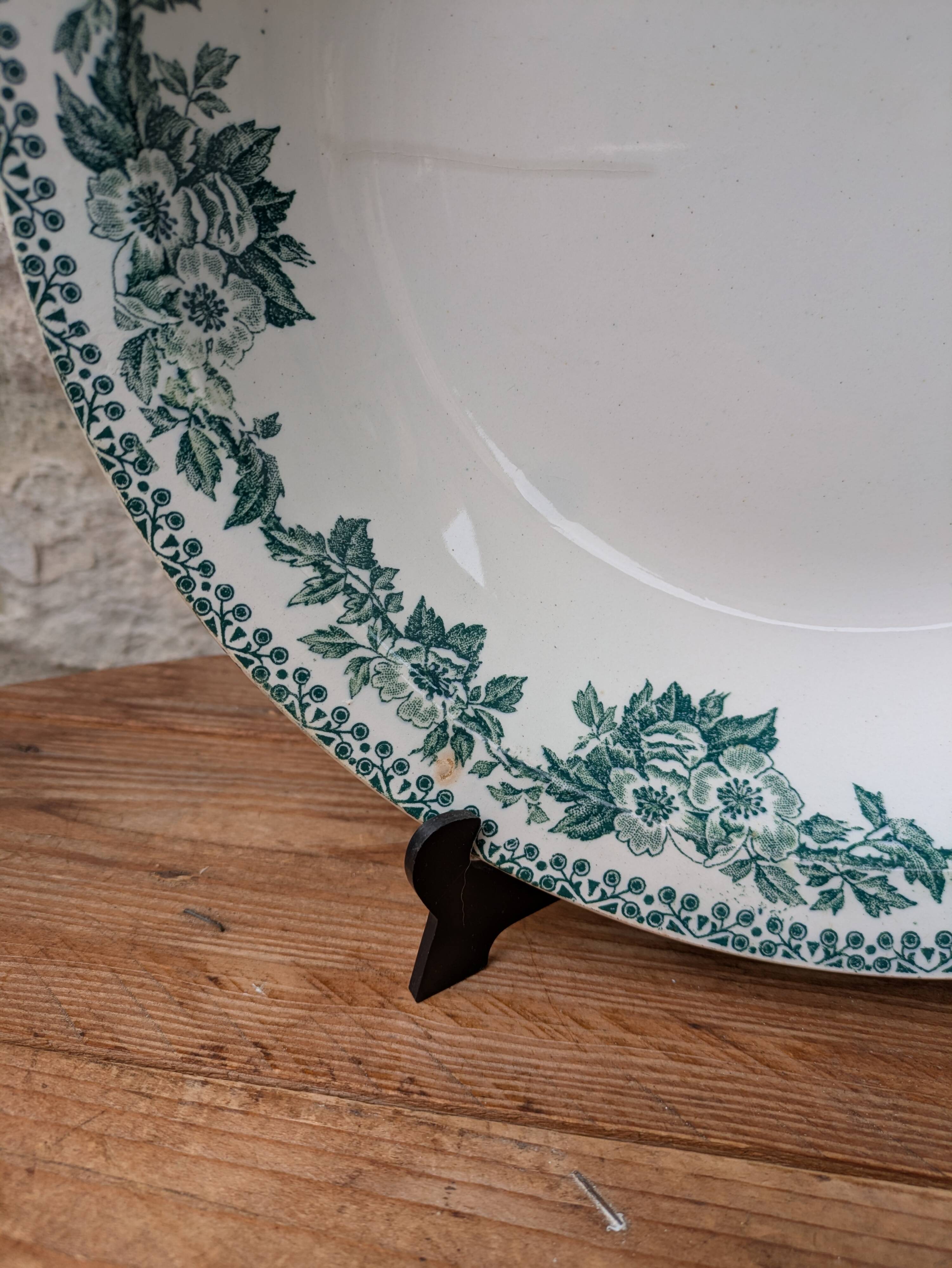 Old hollow round serving dish plate Guadeloupe Saint Amand model