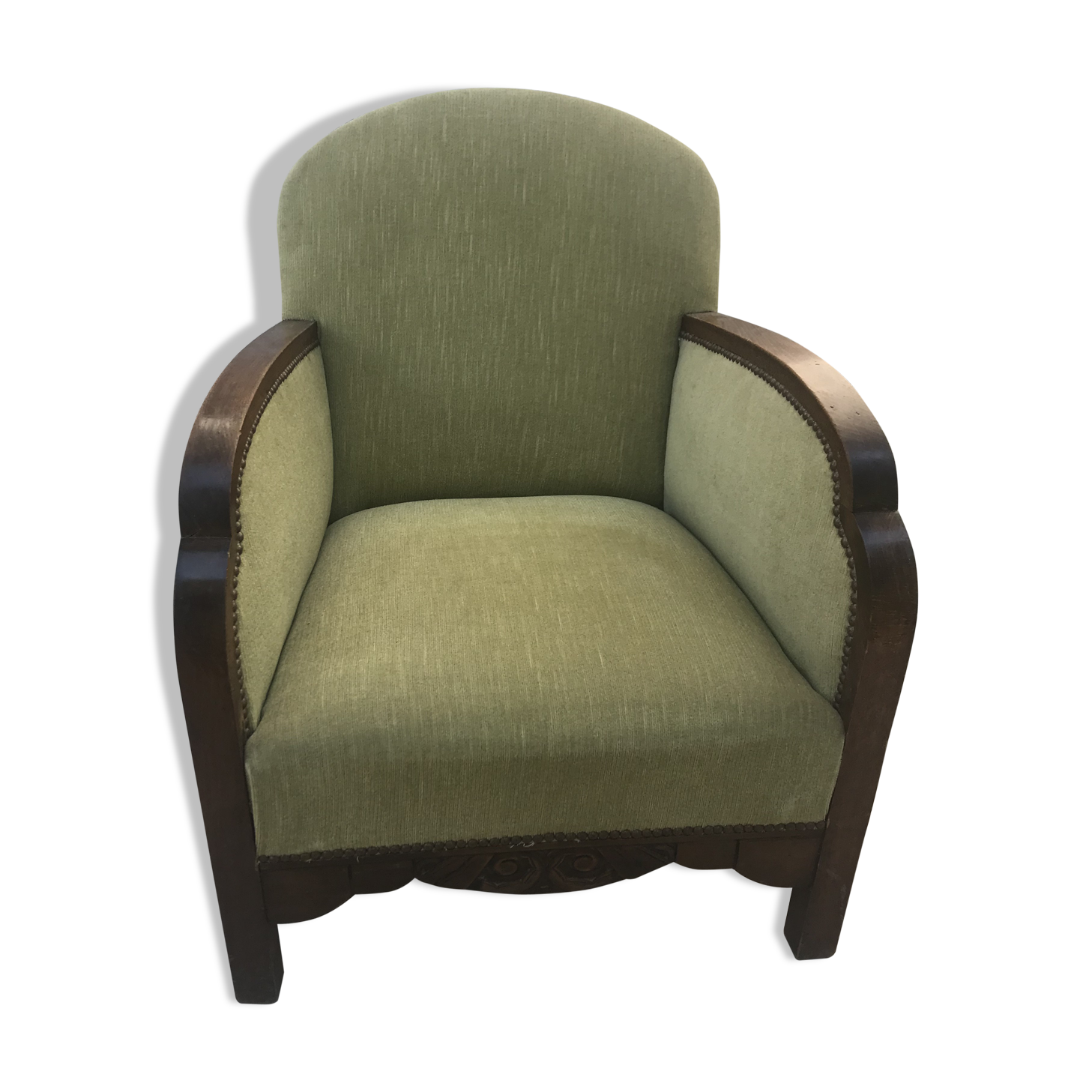 Fauteuil club en velours vert