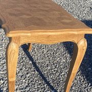 Vintage oak marquetry coffee table, Louis XV style - top motif