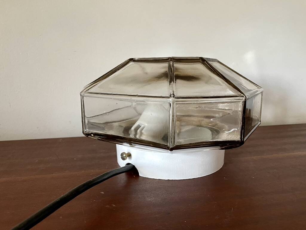 Smoked glass ceiling light ISMOS Italy 1970