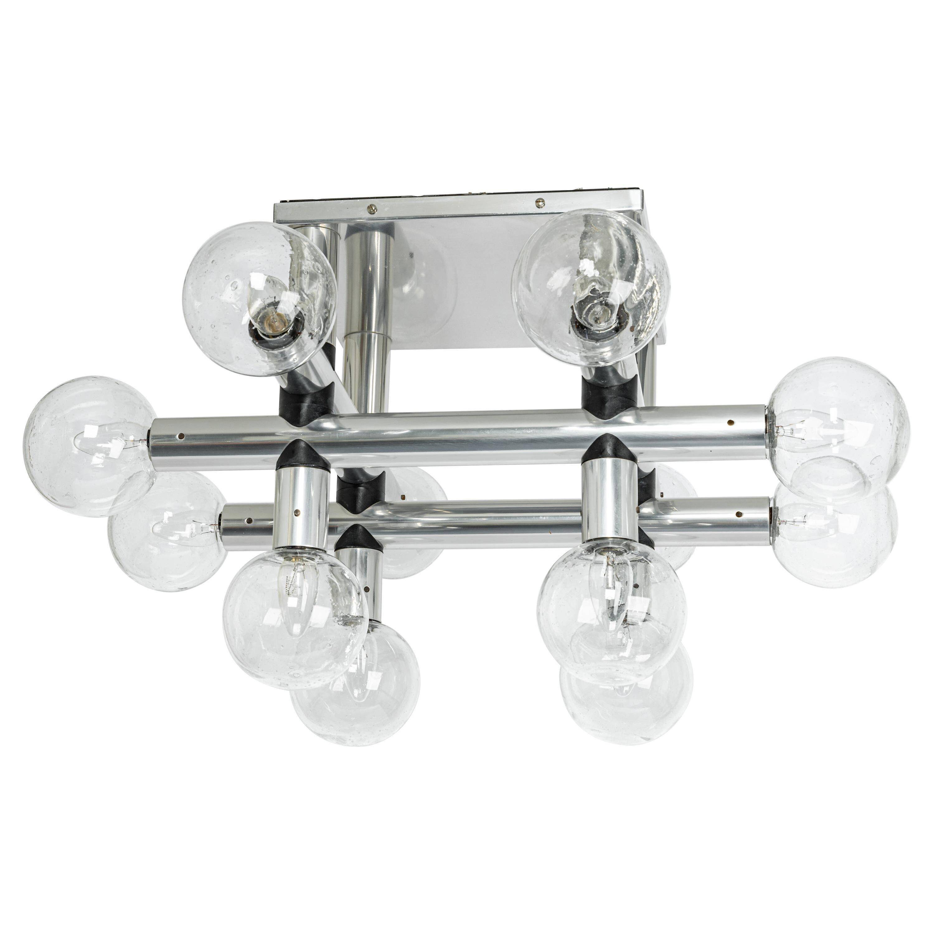 Large Sputnik atomium chrome suspension light by Kalmar, Austria, 1970s.