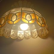 Vintage 1960s/70s mother-of-pearl pendant lampshade with collar