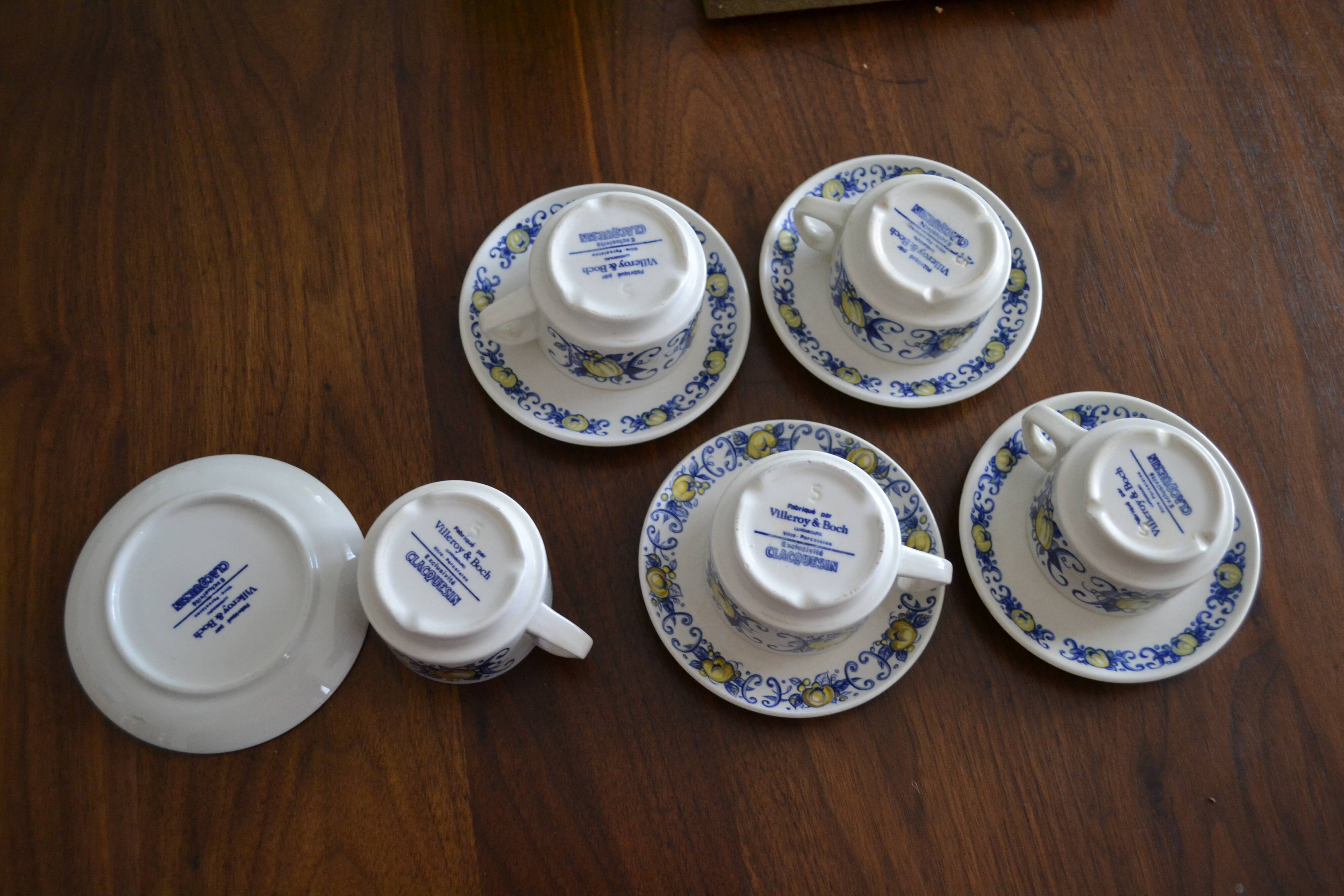 Set of 5 cups villeroy and boch model claquesin