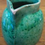 Glazed terracotta cream pot in Provence green