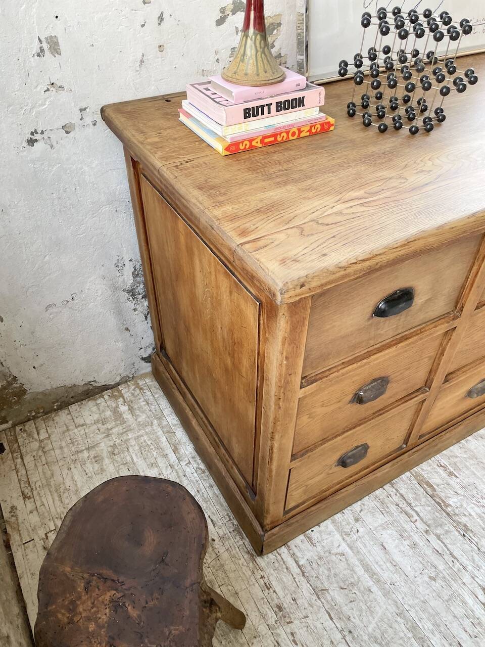 XXL solid oak counter sideboard