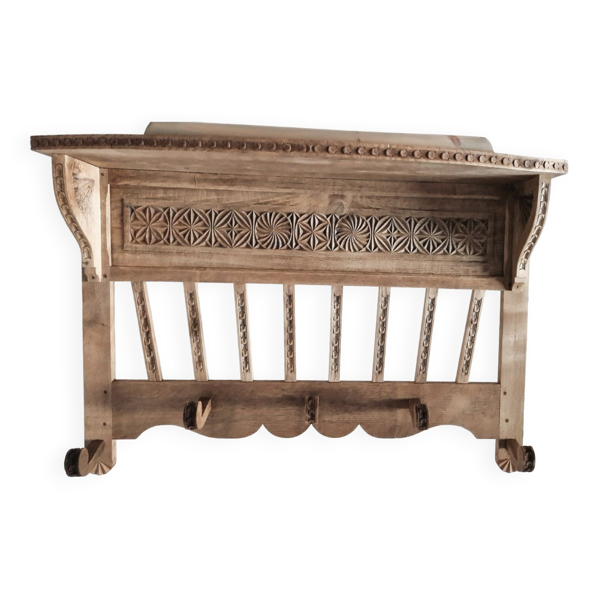 Old carved wood wall shelf