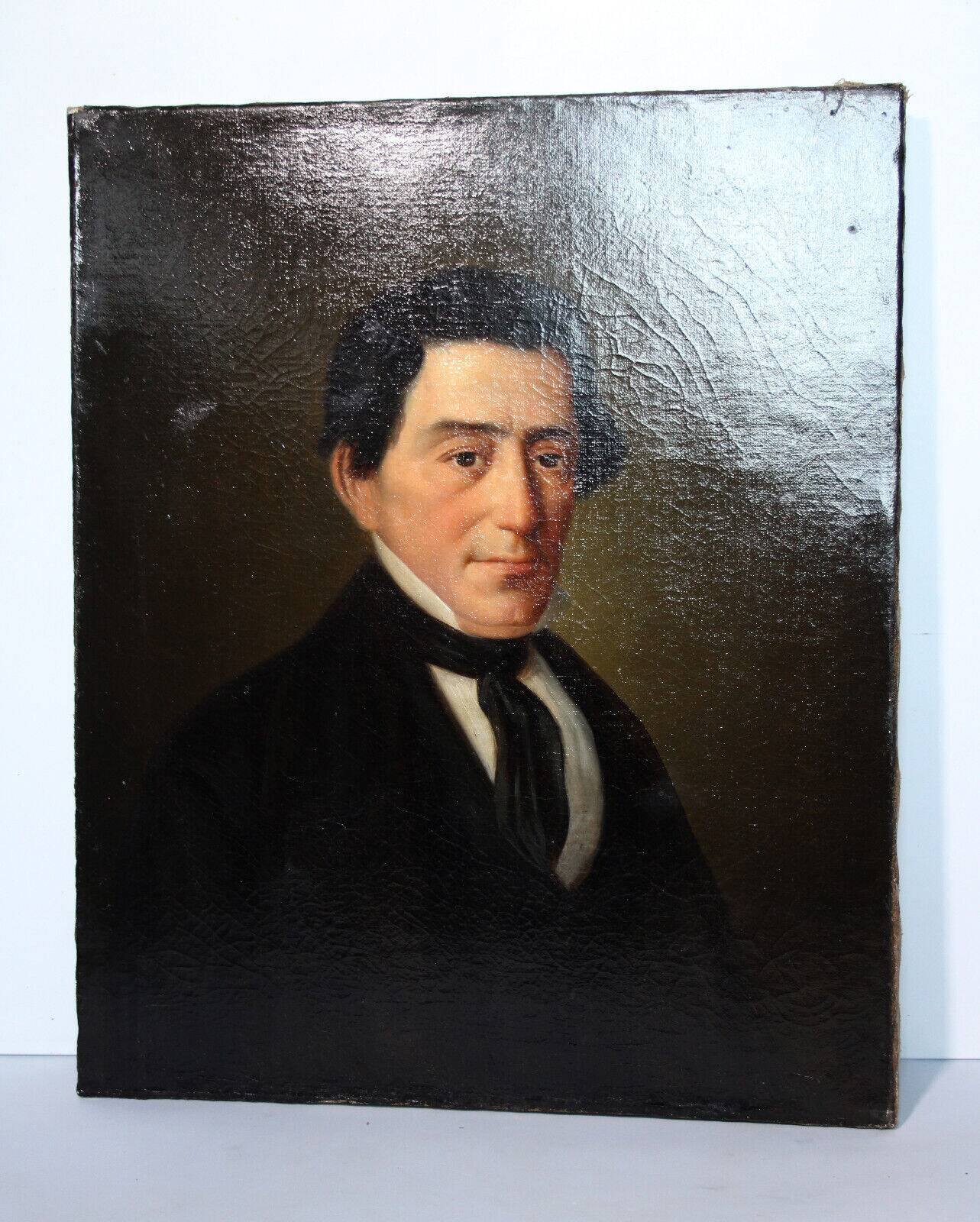 Distinguished 19th-Century Gentleman’s Portrait – Oil on Canvas