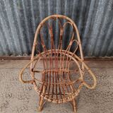 Fauteuil enfant en osier rotin vintage