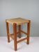 Vintage wooden stool with woven seat – 1960s/70s