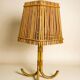Large Louis Sognot French bamboo & rattan table lamp, France, 1960s