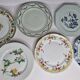 Set of 6 decorative French porcelain plates, floral and traditional designs, 25 cm