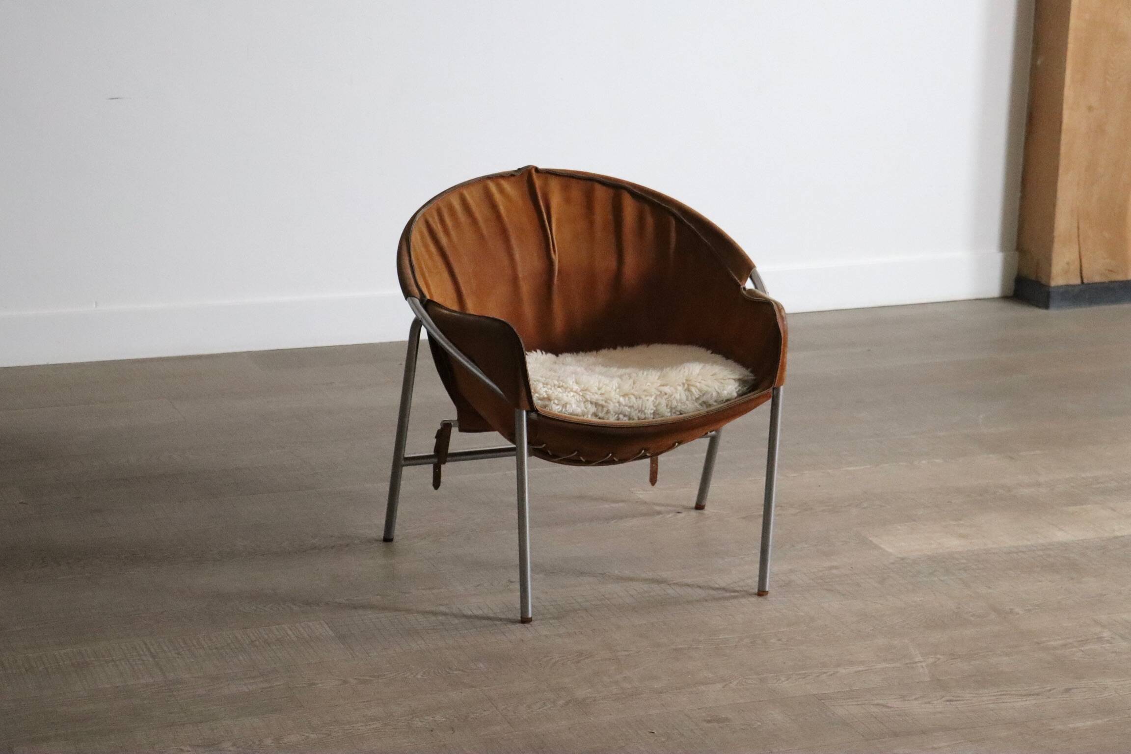Erik Ole Jørgensen for Bovirke Easy Chair in suede and chrome Denmark 1953