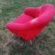 ARMCHAIR AND FOOTREST VINTAGE YEAR 1970 MOUMOUTE COLOR RED