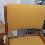 Chair in elm and fabric, 50