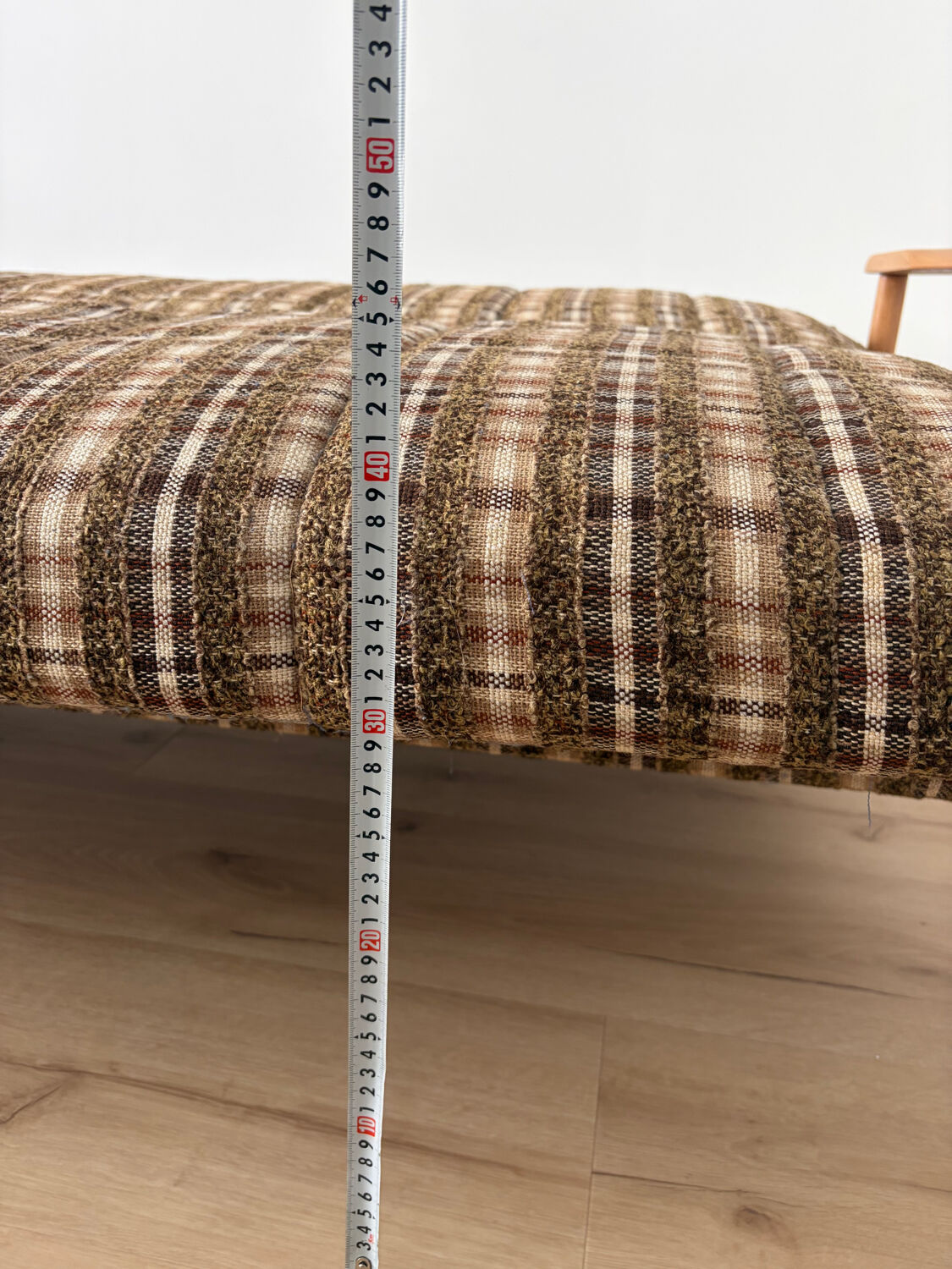 Canapé/day bed vintage tissu tweed à motif 70’s
