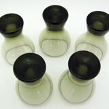 5 cocktail glasses in brown smoked glass - Luminarc verrerie d'Arques France - vintage 70s