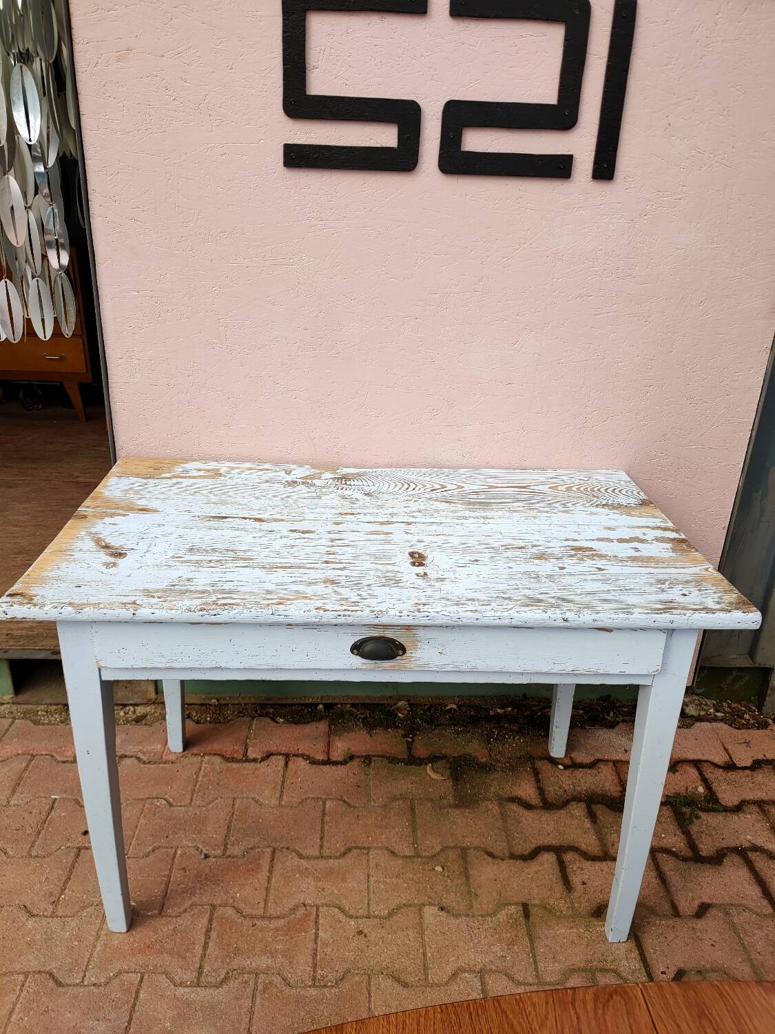 Pastel blue farm table