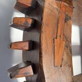 Vintage Brazilian folk art handmade round wall cabinet in Cumaru wood, 1960s