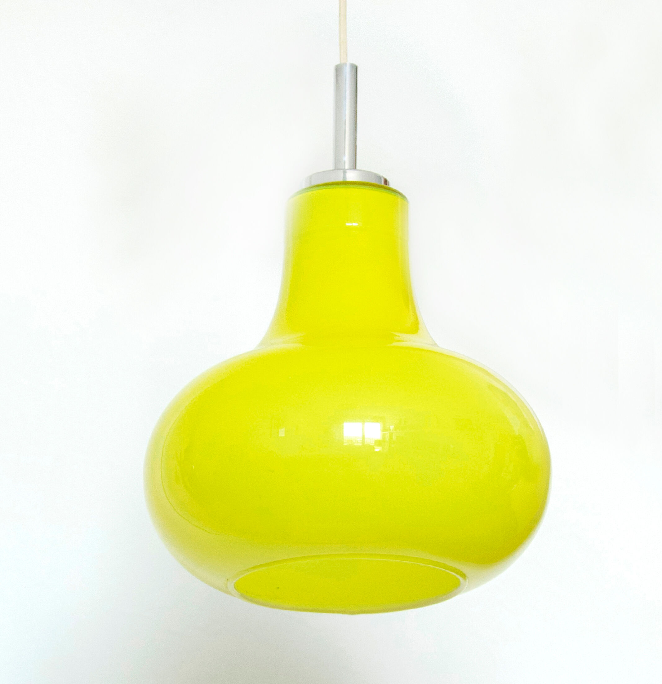 Vintage glass pendant lamp 70s yellow