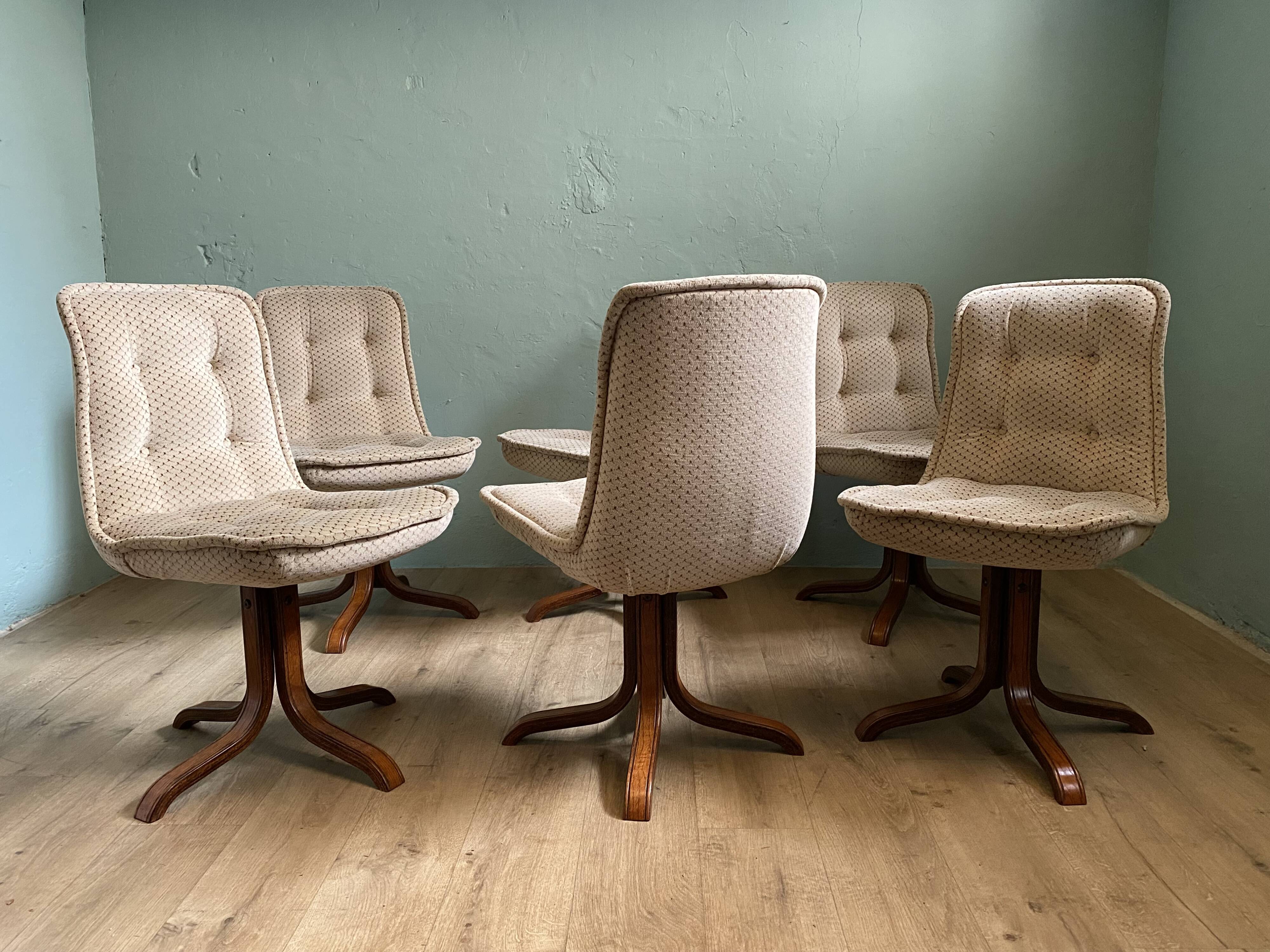 6 Swivel Bucket Chairs Scandinavian Design Vintage 60 70