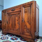 Buffet art déco plateau marbre, meuble vaisselier ancien