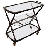 Cesare Lacca 1950 Italian Bar Cart with Brass Wheels