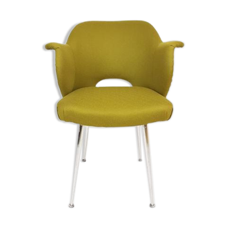 Cocktail chair chrome and green fabric