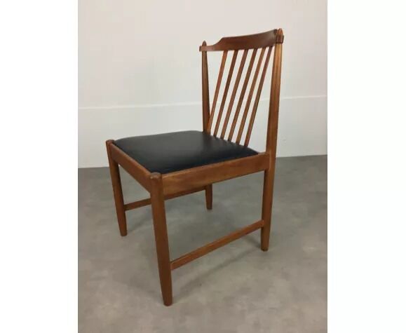 4 Scandinavian teak chairs with bars, 60s