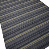 Modern Blue Wool Kilim Area Rug Handmade Flat-Woven Rug- 183x275cm