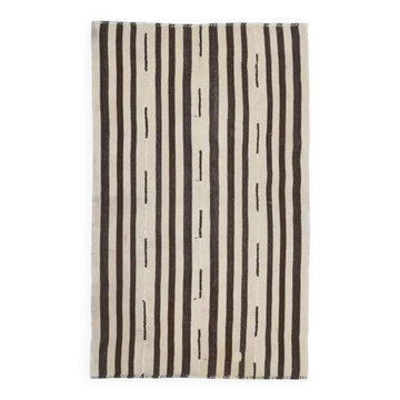 Tapis kilim turc vintage en laine et coton beige noué à la main