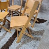 Set of 6 folding chairs blond wood