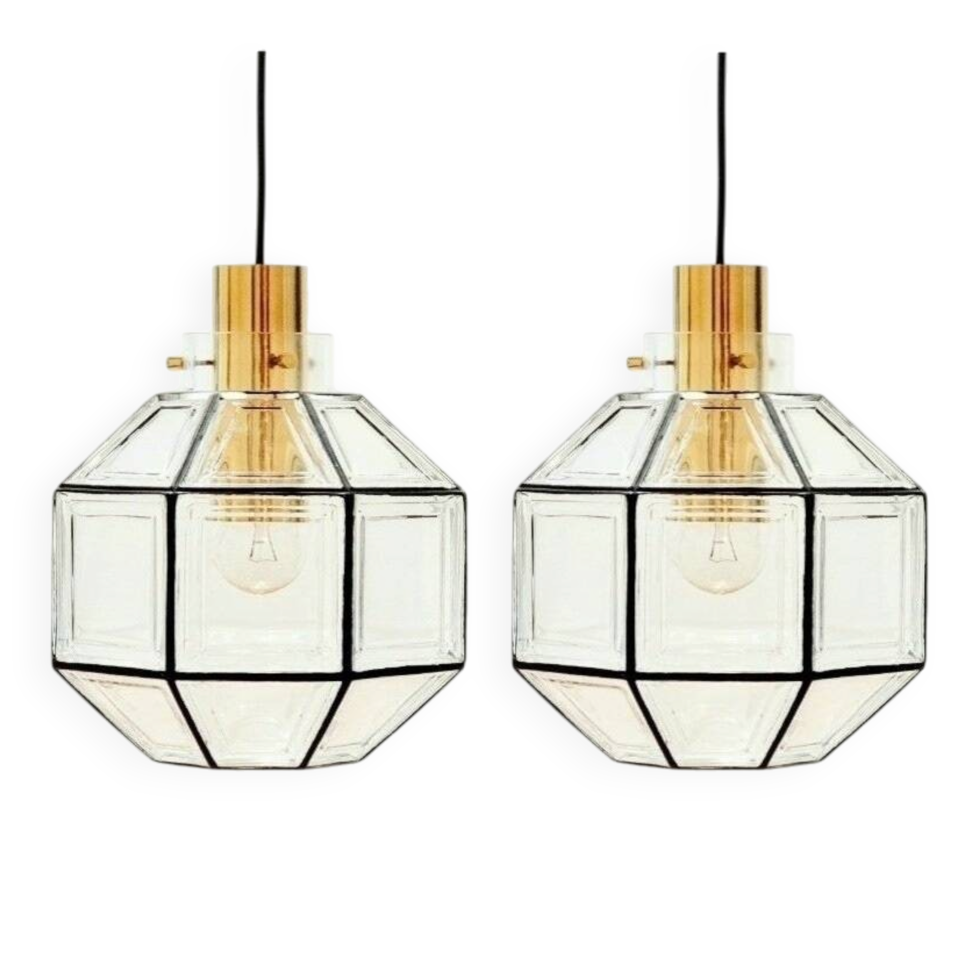 Pair of Mid-Century Glass Ceiling Lights from Limburg, Germany, 1960s