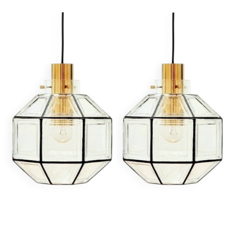 Pair of Mid-Century Glass Ceiling Lights from Limburg, Germany, 1960s