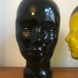 Ancienne tête à chapeau en verre noir vintage