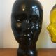 Antique Vintage Black Glass Hat Head
