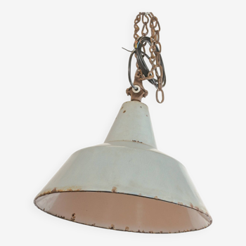 Lampe de table à manger suspendue vintage en émail bleu industriel