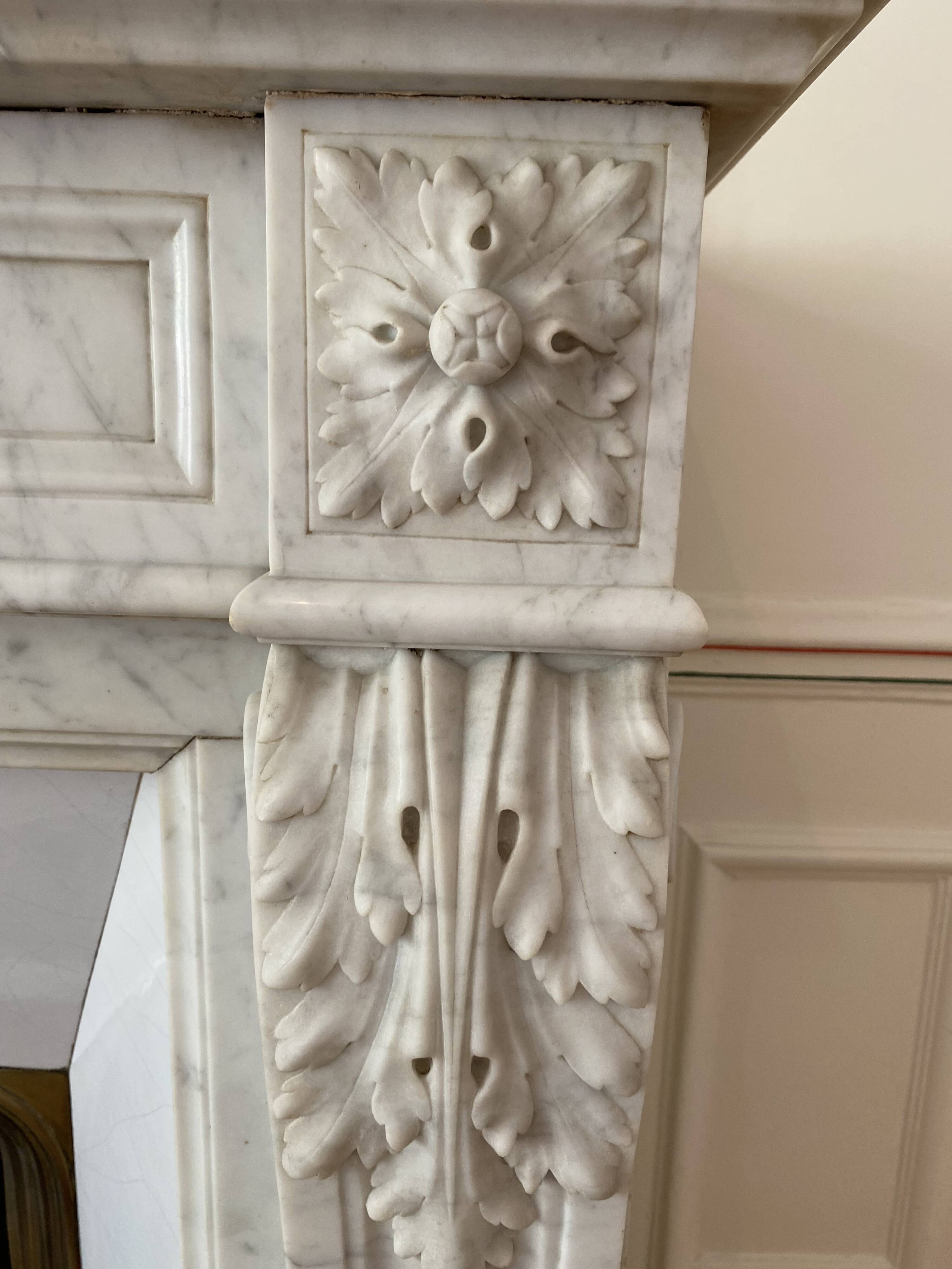 Antique marble fireplace with overmantel and mirror - Haussmannian apartment