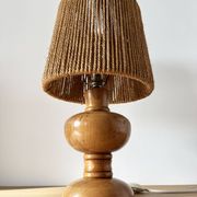 Vintage 1960 turned wood elm lamp
