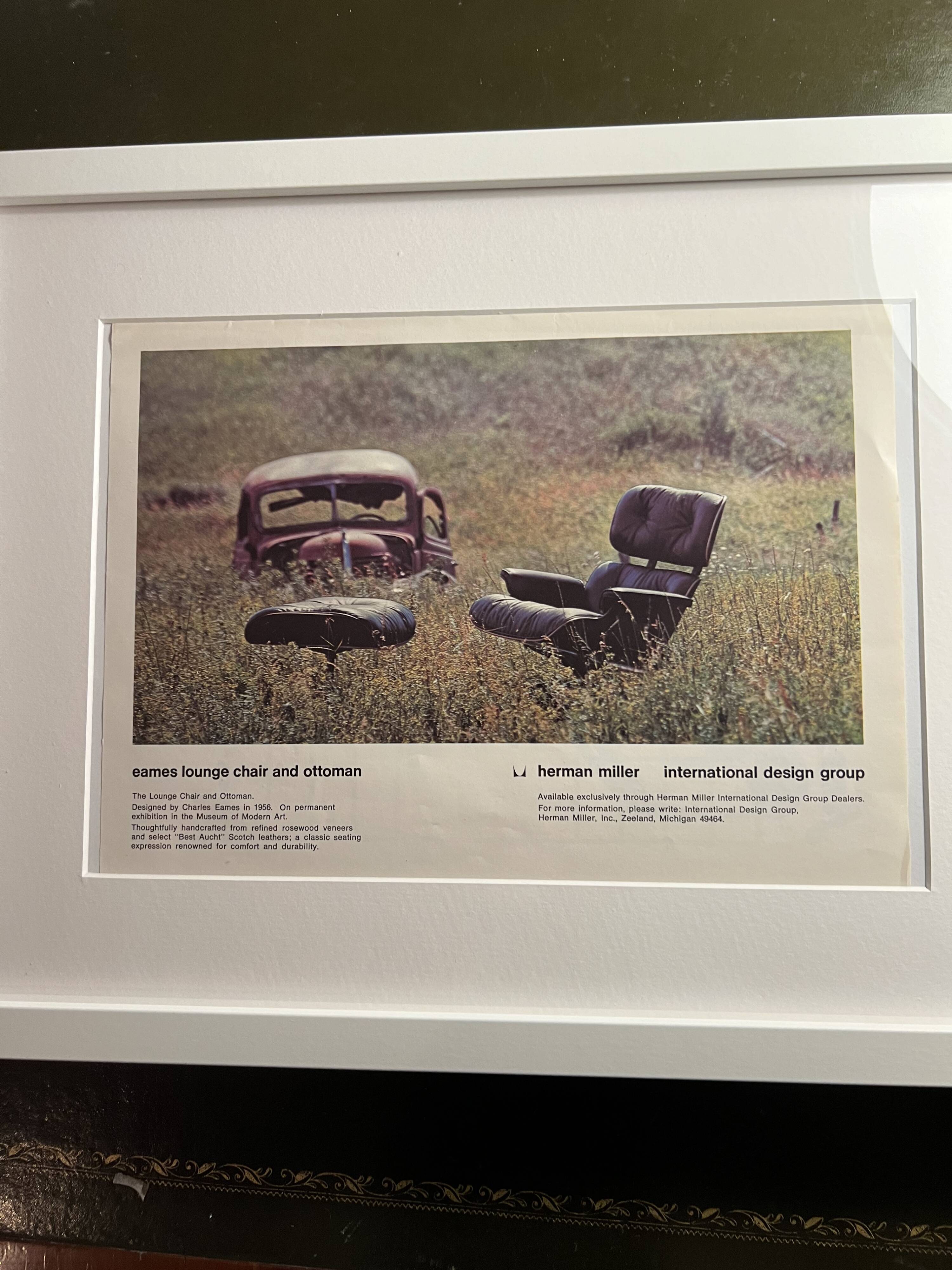 FRAMED POSTER EAMES HERMAN MILLER LOUNGE CHAIR 670